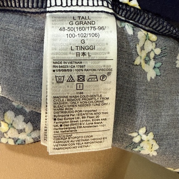 GAP Ruffle Tiered Mini Dress Navy Blue Floral Size Large Tall Boho Cottagecore - Picture 9 of 11